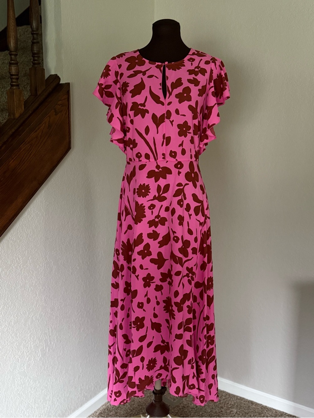 Kate Spade New York Floral Flutter Sleeve Midi Dress NWT Pink  Size 8